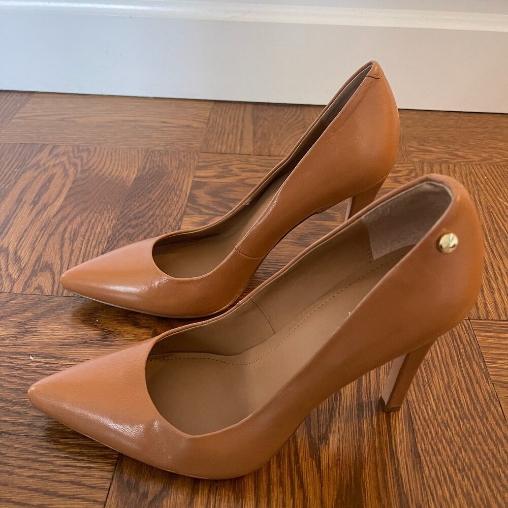 Calvin Klein Pointed Toe Pumps, Beige, Size 8.5